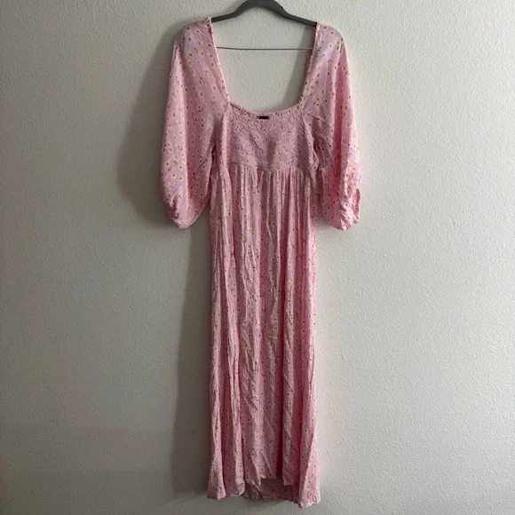 Billabong Women’s Swept Away Pink Long Sleeve Midi Dress Size Large - Picture 6 of 6